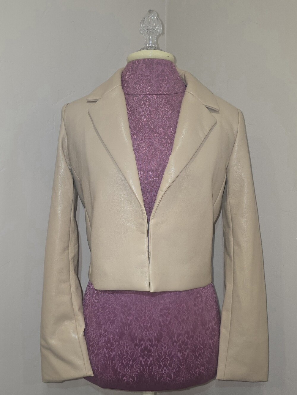 Jason Wu Tan Faux Leather Cropped Blazer Jacket Size 2 Tailored Chic NWT
